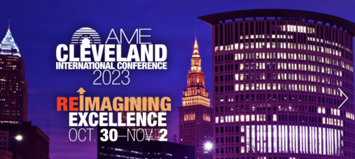advertising banner for the AME conference